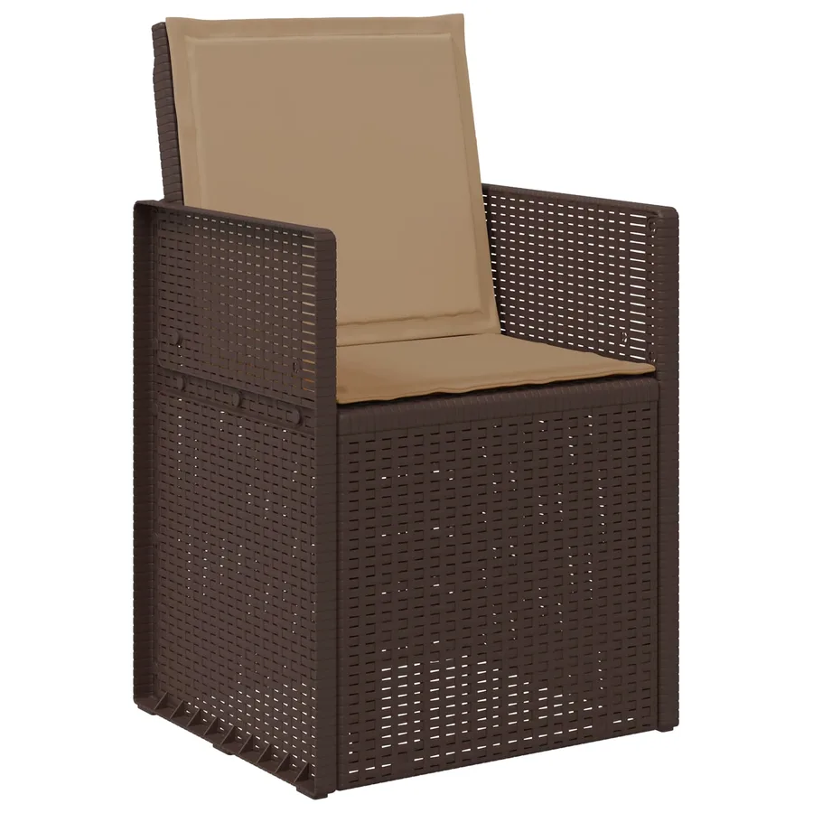 Ensemble de salle à manger pour jardin 9 pcs Marron et taupe PP - 6