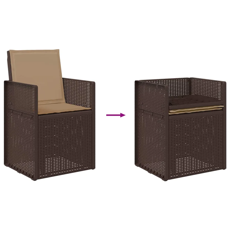 Ensemble de salle à manger pour jardin 9 pcs Marron et taupe PP - 9