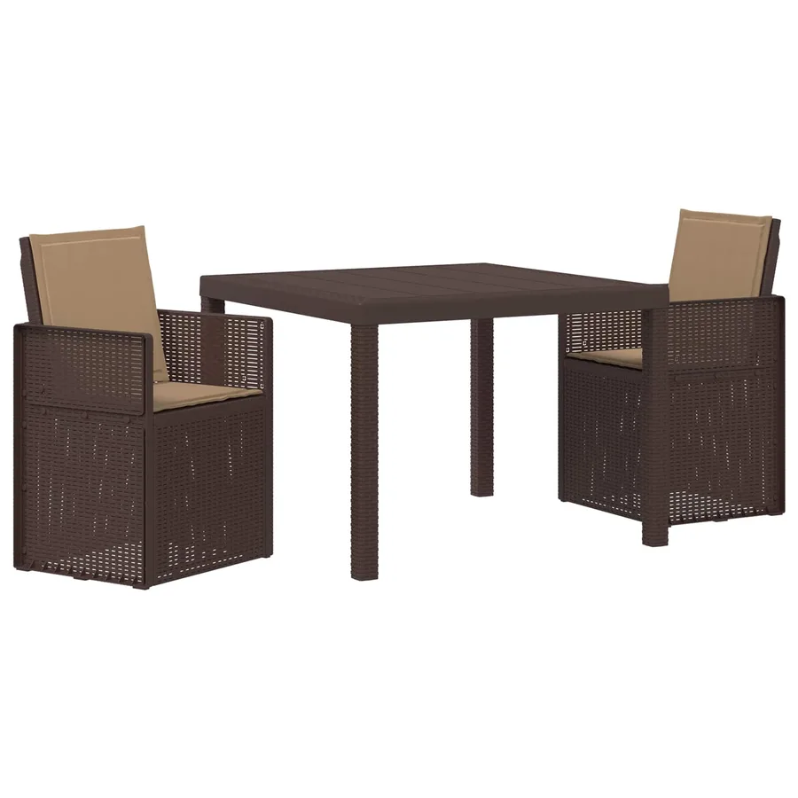 Ensemble de salle à manger pour jardin 3 pcs Marron et taupe PP - 2