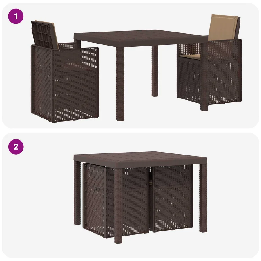 Ensemble de salle à manger pour jardin 3 pcs Marron et taupe PP - 8