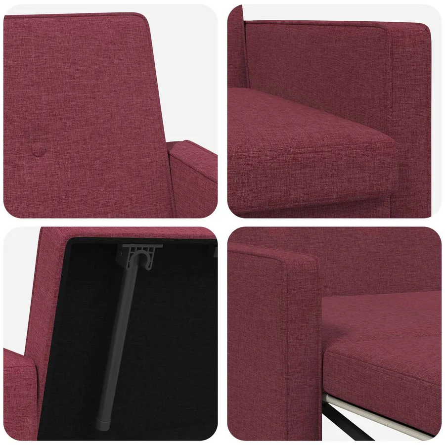 Canapé-lit escamotable Bordeaux Tissu - 8