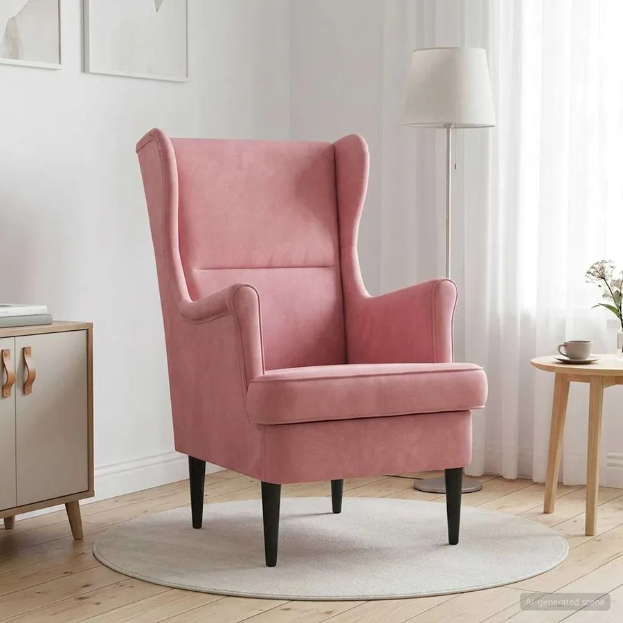 Fauteuil Rose Velours - 3