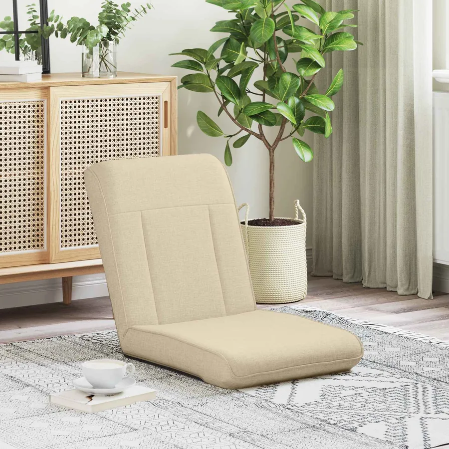 Fauteuil de sol ajustable Crème Tissu
