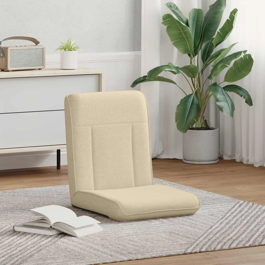 Fauteuil de sol ajustable Crème Tissu - 3