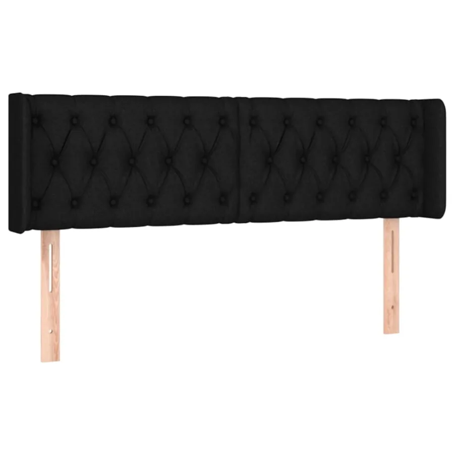 Tête de lit avec oreilles Noir 147x16x78/88 cm Tissu - 2