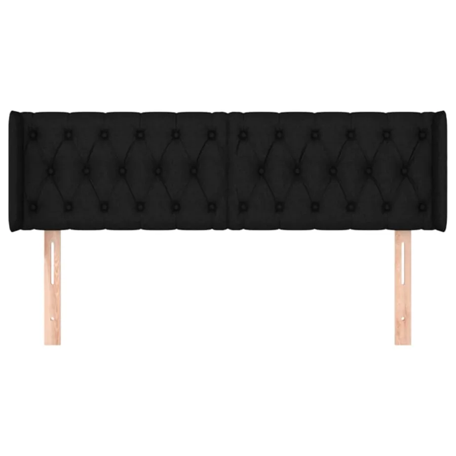 Tête de lit avec oreilles Noir 147x16x78/88 cm Tissu - 3