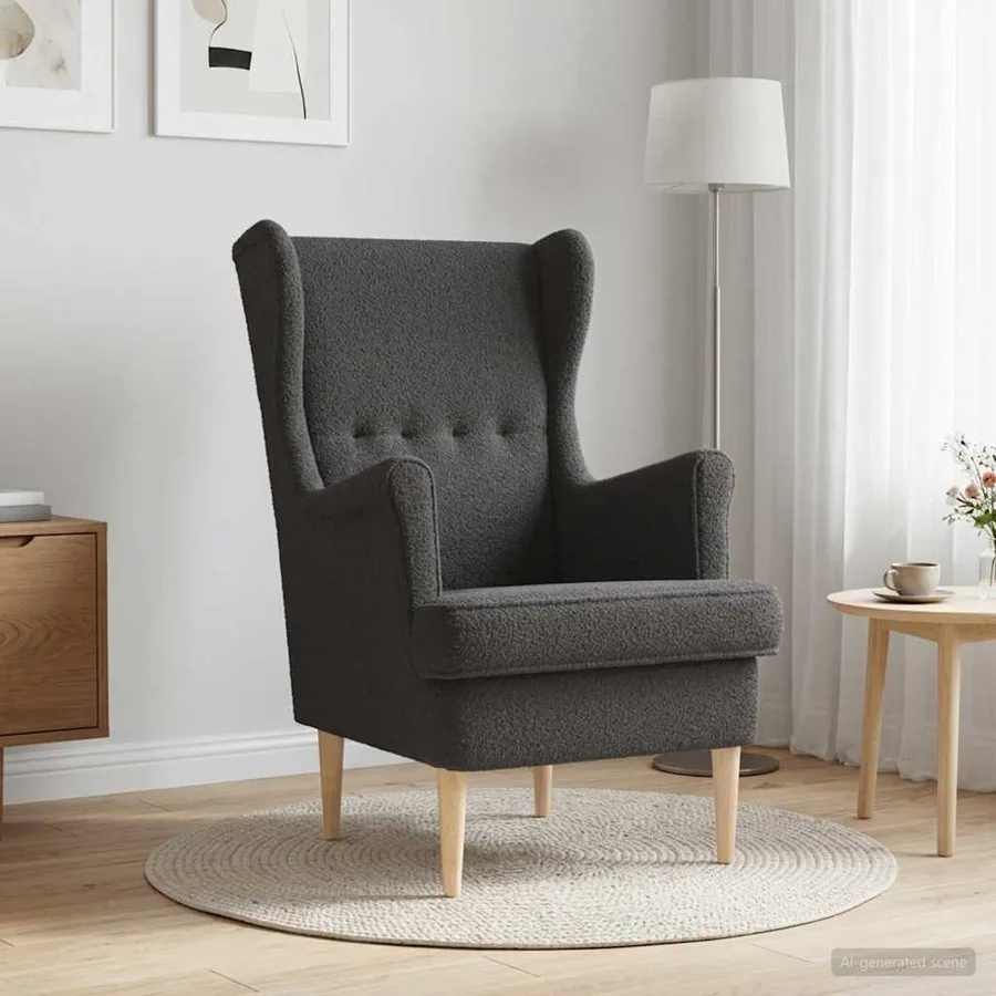 Fauteuil Gris foncé Bouclé - 3