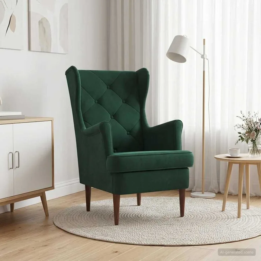 Fauteuil Vert foncé Velours - 3