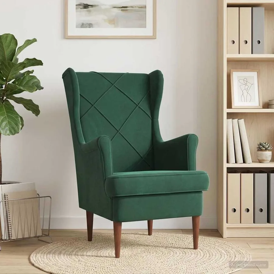 Fauteuil Vert foncé Velours - 3