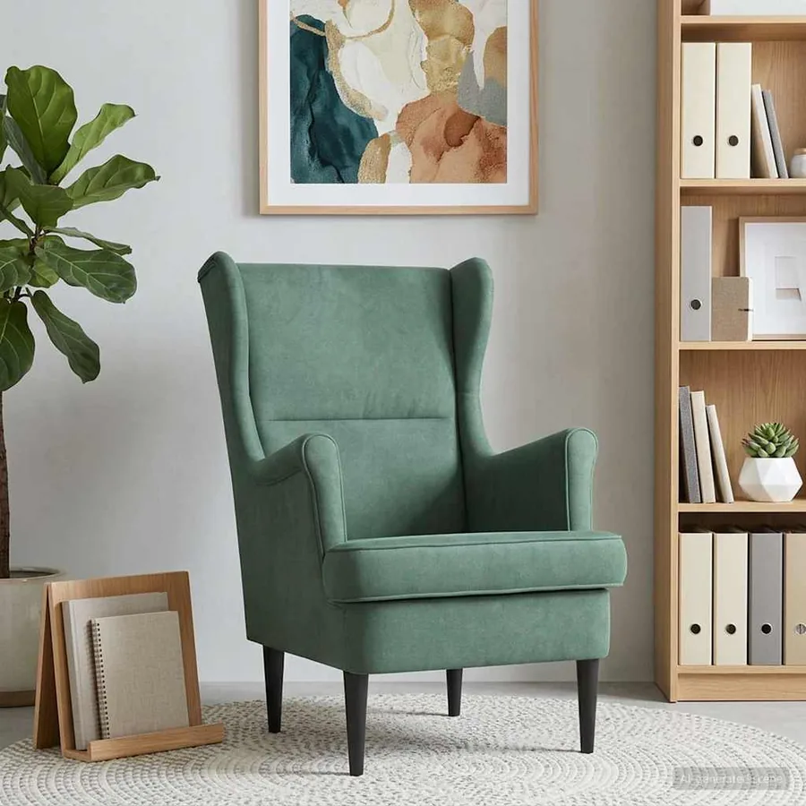 Fauteuil Vert Mer Velours