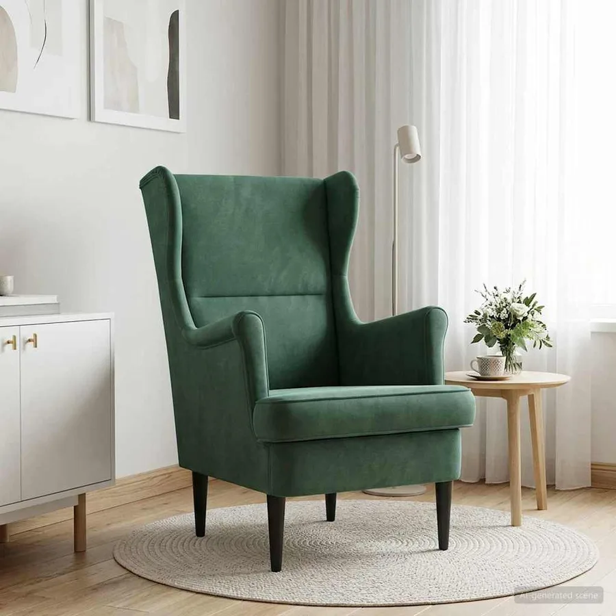 Fauteuil Vert Mer Velours - 3