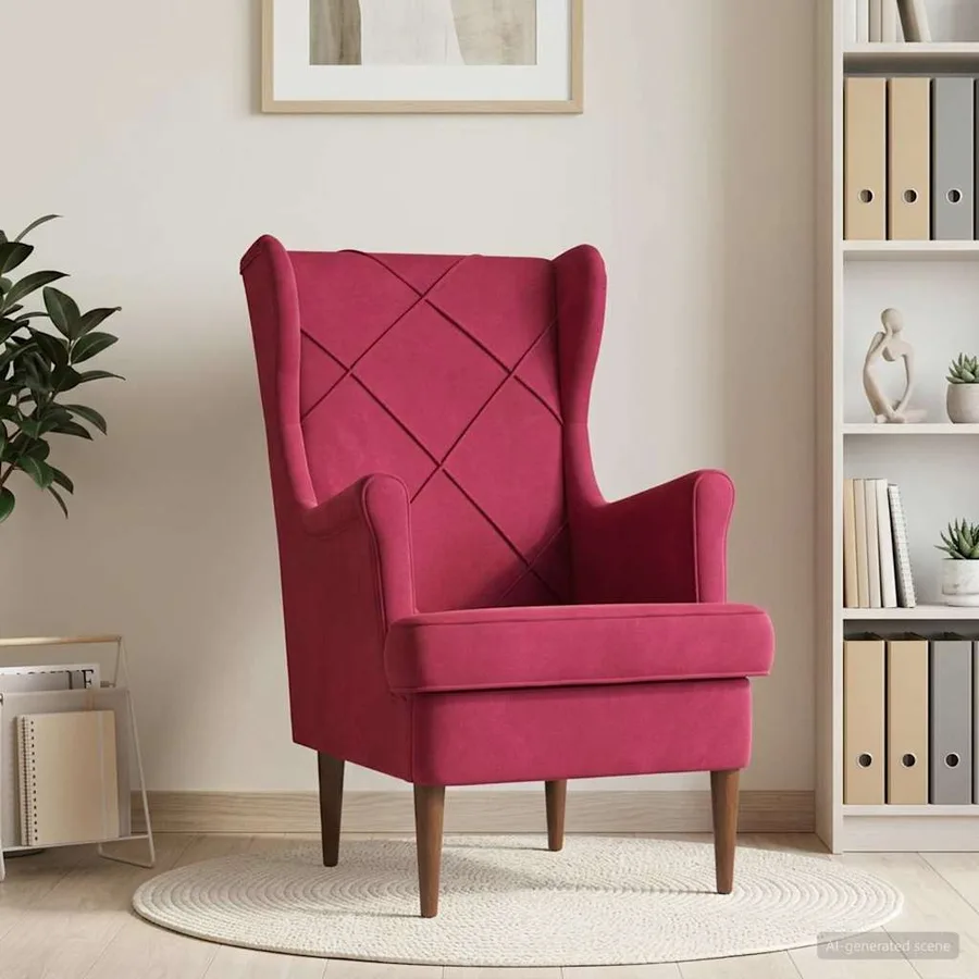 Fauteuil Bordeaux Velours - 3