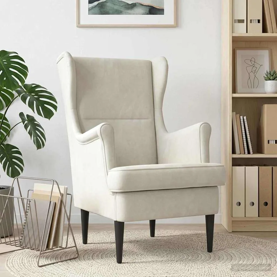 Fauteuil Crème Velours