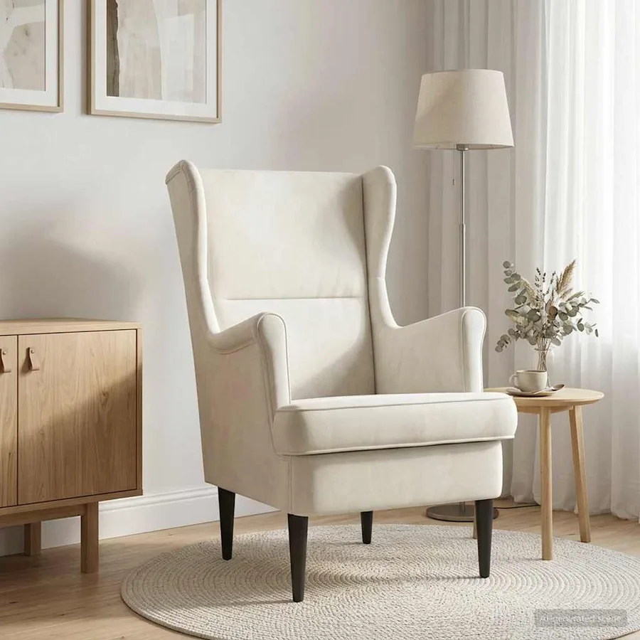 Fauteuil Crème Velours - 3