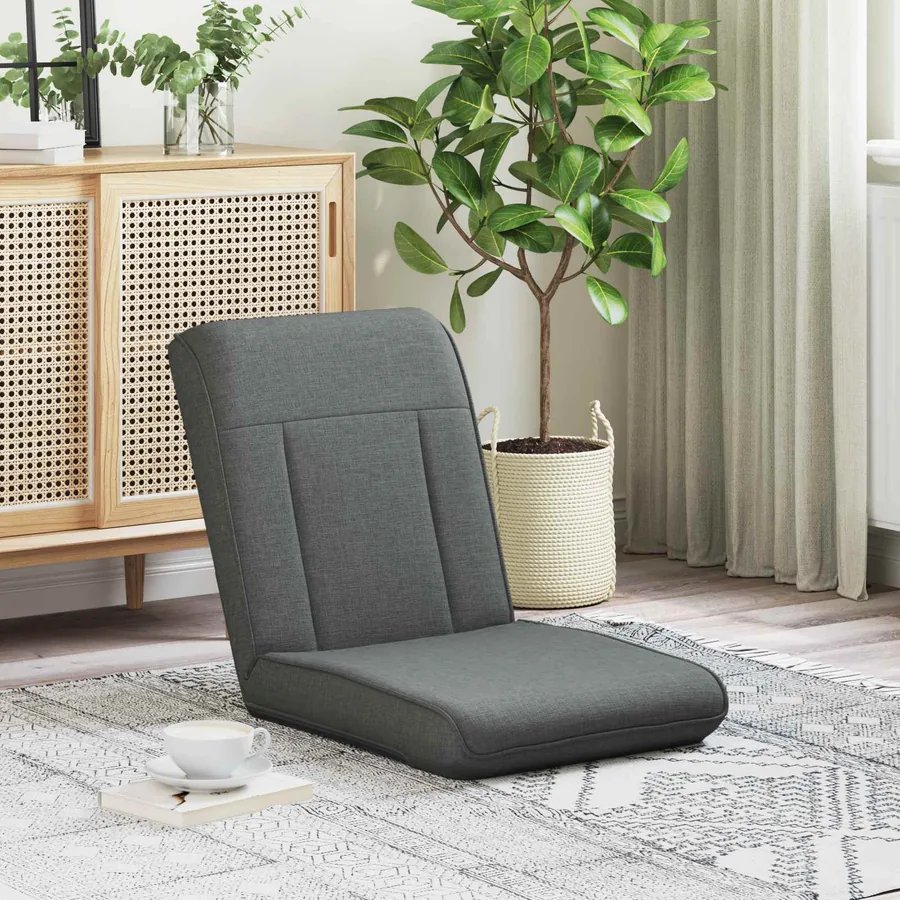 Fauteuil de sol ajustable Gris foncé Tissu