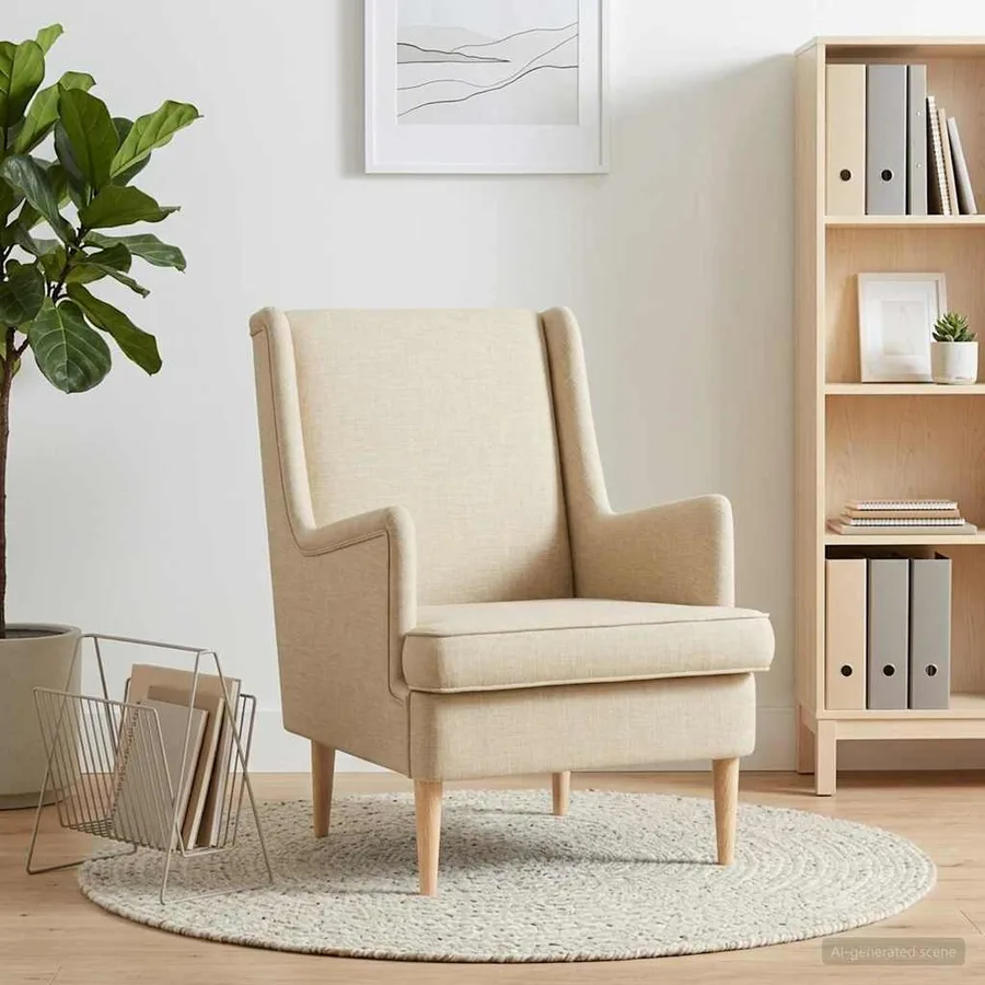 Fauteuil Crème Tissu - 3