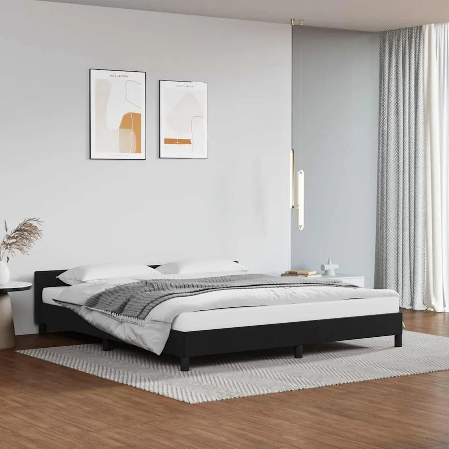 Cadre de lit avec tête de lit sans matelas noir 180x200 cm