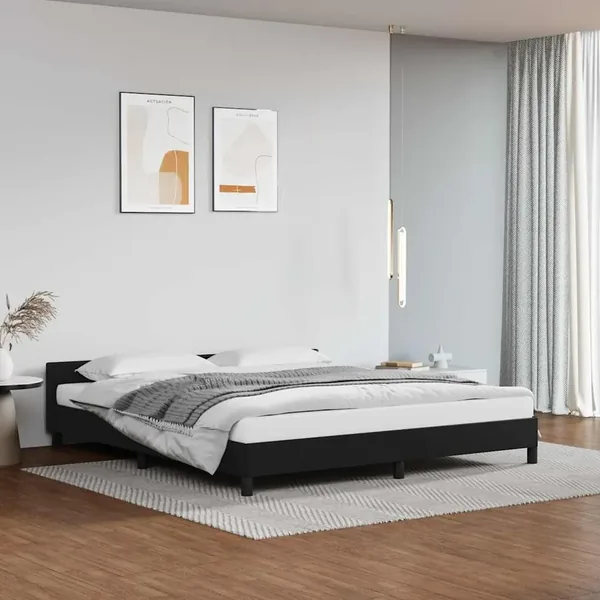 Cadre de lit avec tête de lit sans matelas noir 180x200 cm