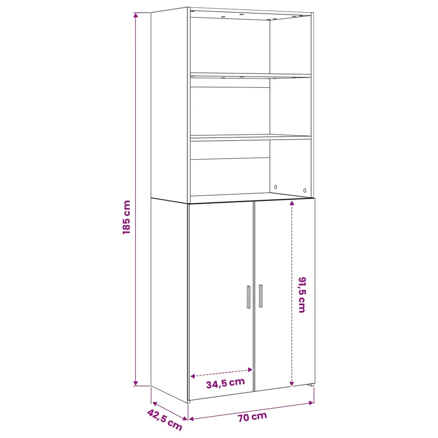 Haut Armoire Chêne noir 70 x 42,5 x 185 cm Bois d'ingénierie - 6