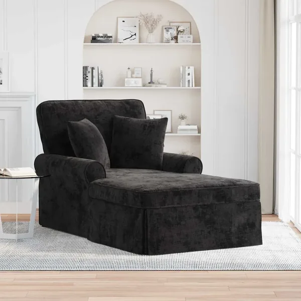 Chaise lounge avec jupe avec coussin Noir 157 x 91 x 91 cm ARES