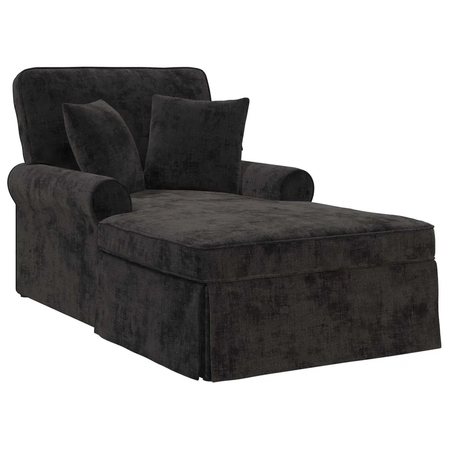 Chaise lounge avec jupe avec coussin Noir 157 x 91 x 91 cm ARES - 2