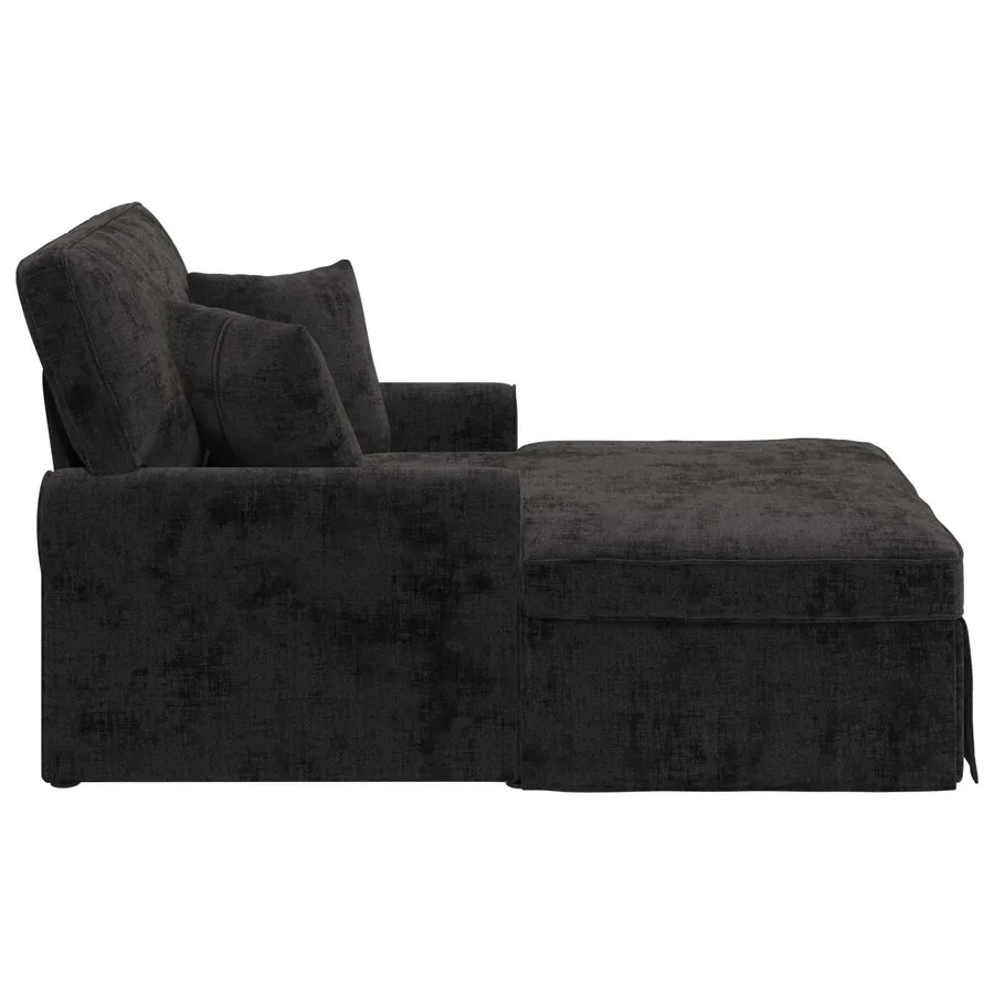 Chaise lounge avec jupe avec coussin Noir 157 x 91 x 91 cm ARES - 5