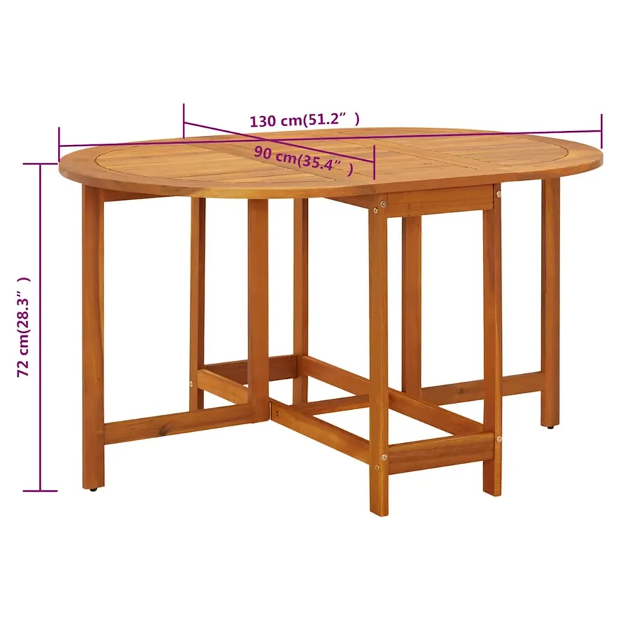 Table de jardin 130x90x72 cm Bois d'acacia massif - 9