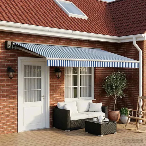 Toile de rechange pour auvent Bleu et Blanc 500 × 300 cm