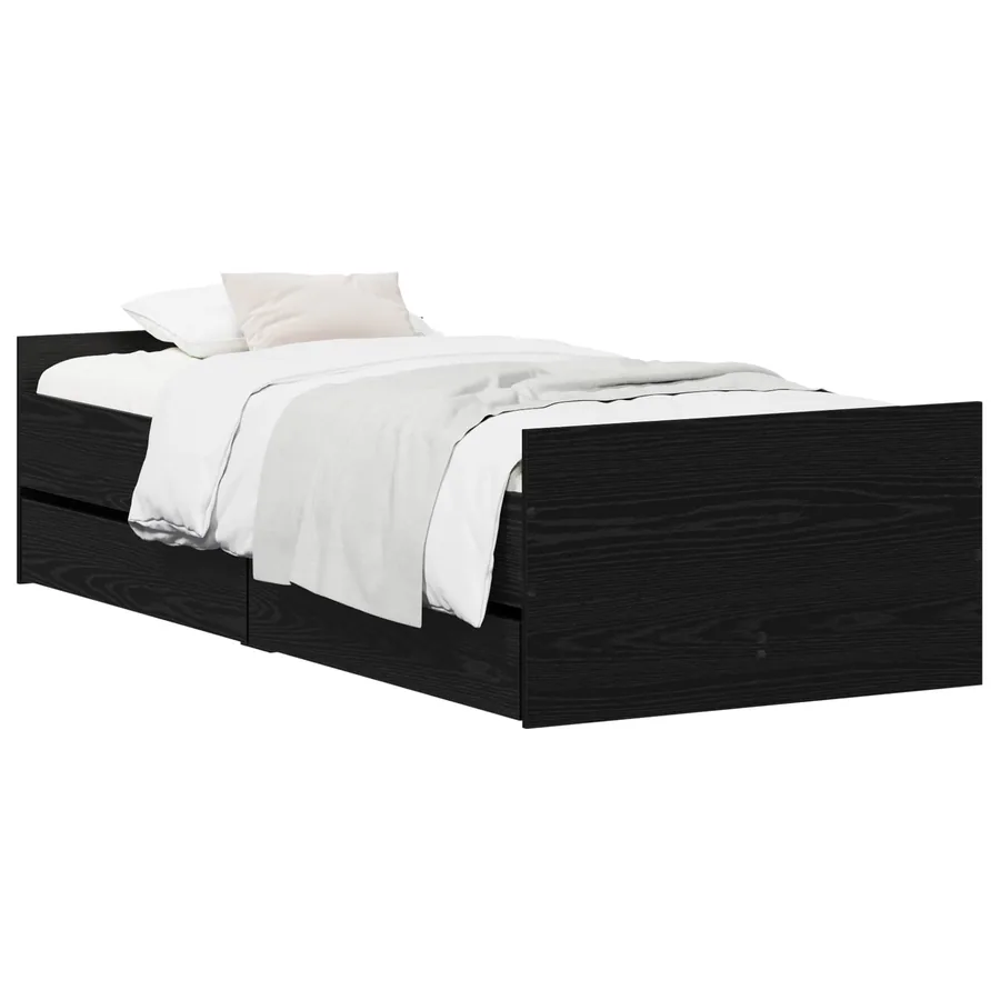 Cadre de lit Chêne noir 100 x 200 cm Bois d'ingénierie