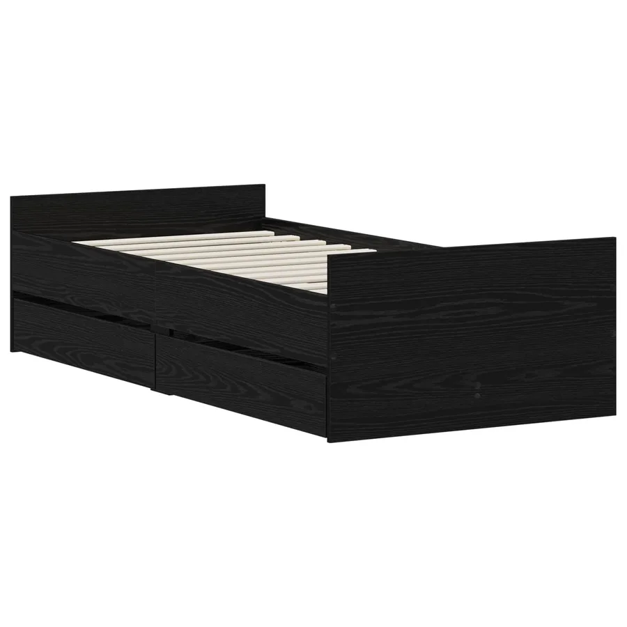 Cadre de lit Chêne noir 100 x 200 cm Bois d'ingénierie - 2