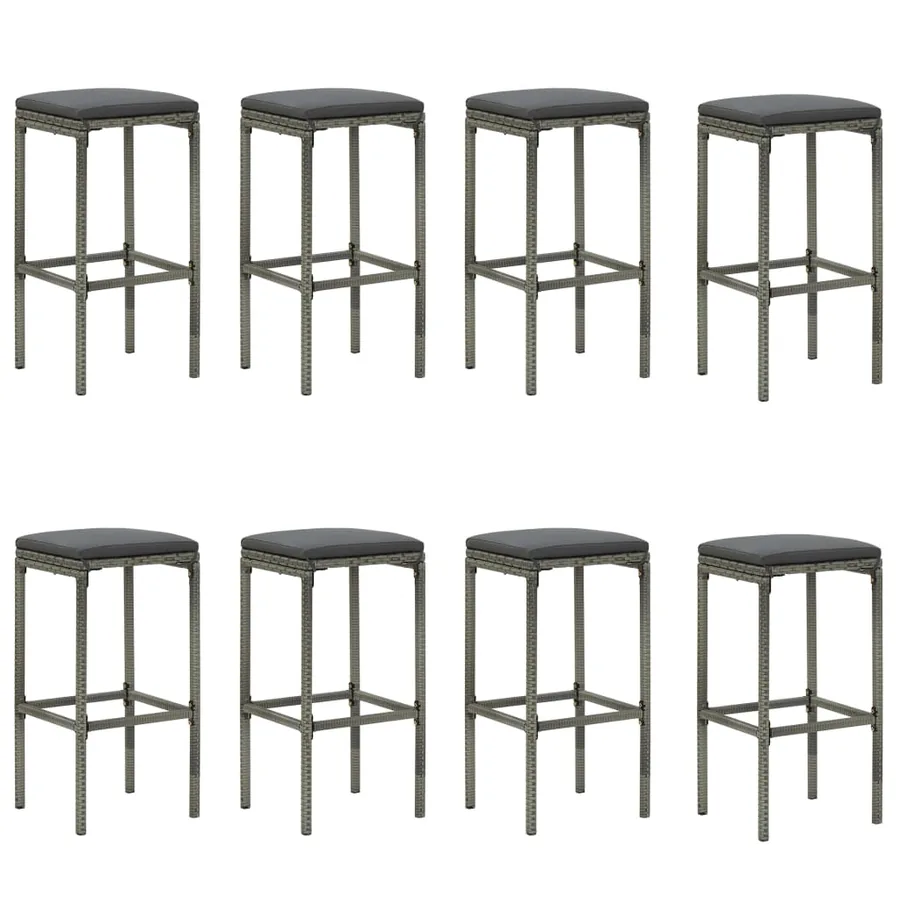 Ensemble de bar de jardin avec coussins 9 pcs Gris - 7