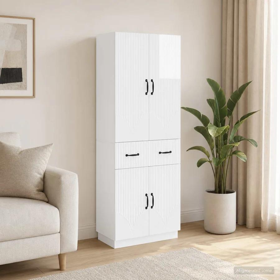 Ensemble de Meubles 2 pcs Blanc brillant Bois d'ingénierie