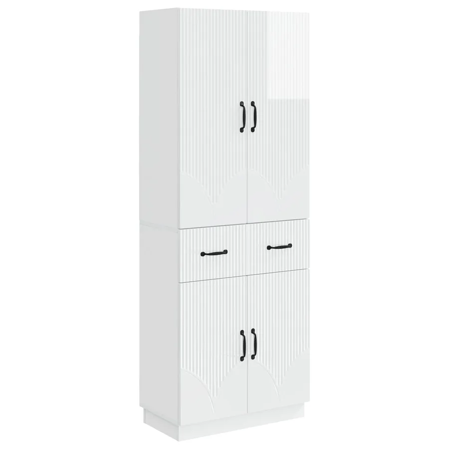 Ensemble de Meubles 2 pcs Blanc brillant Bois d'ingénierie - 2