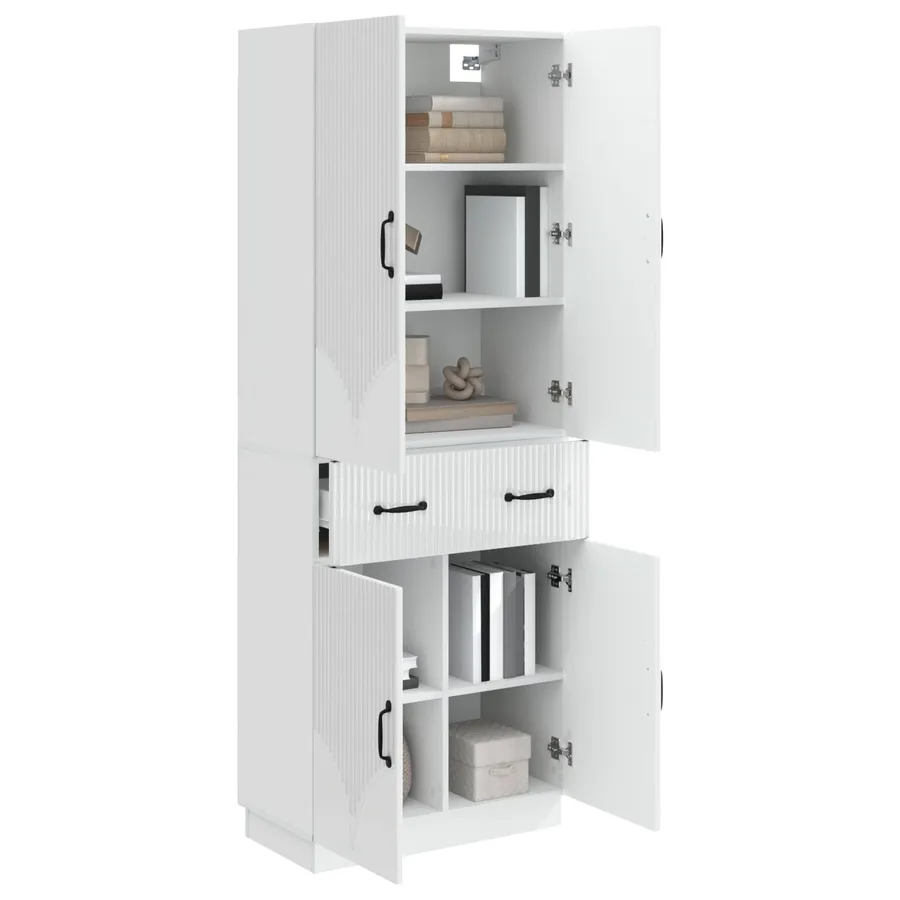 Ensemble de Meubles 2 pcs Blanc brillant Bois d'ingénierie - 3