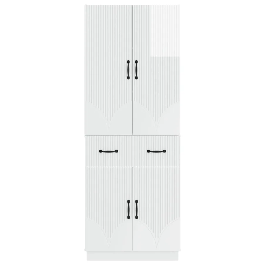 Ensemble de Meubles 2 pcs Blanc brillant Bois d'ingénierie - 5