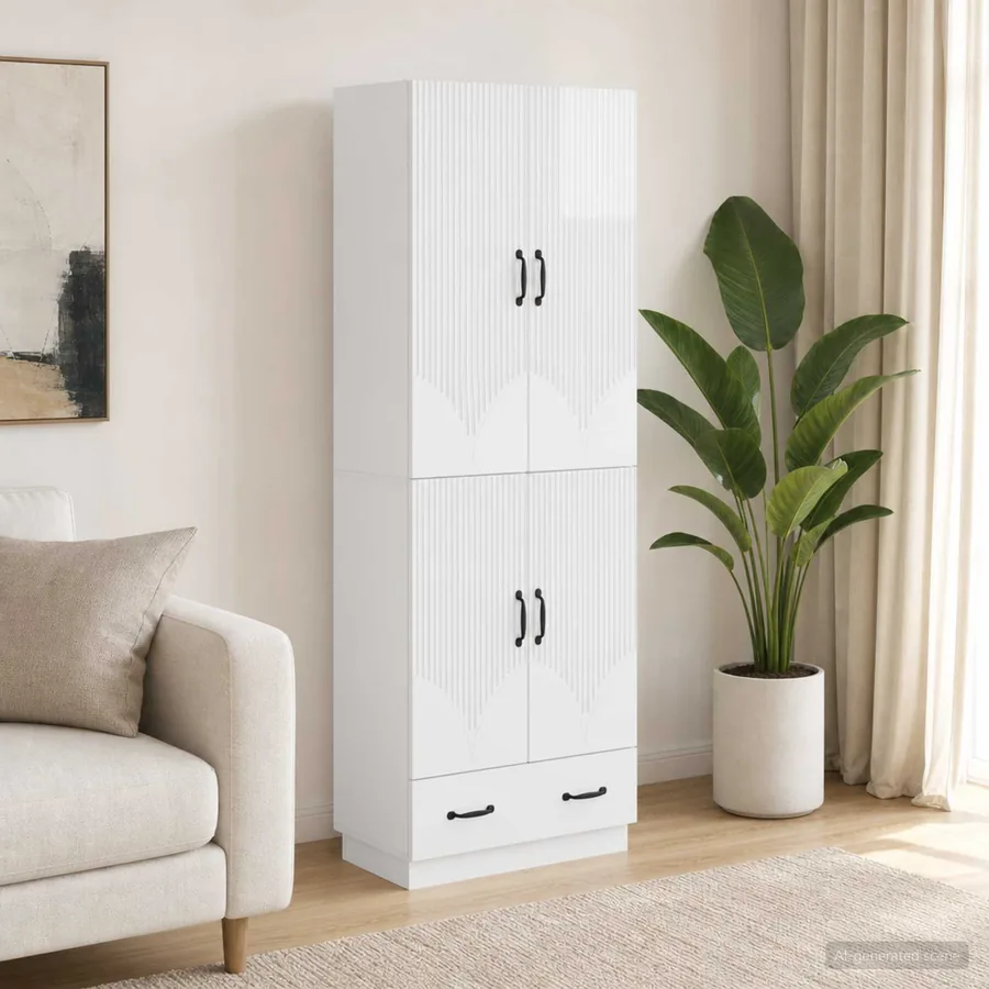 Ensemble de Meubles 2 pcs Blanc brillant Bois d'ingénierie