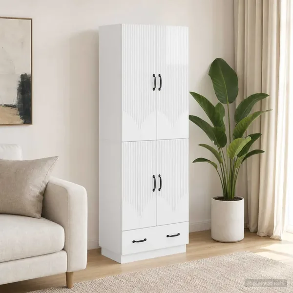 Ensemble de Meubles 2 pcs Blanc brillant Bois d'ingénierie
