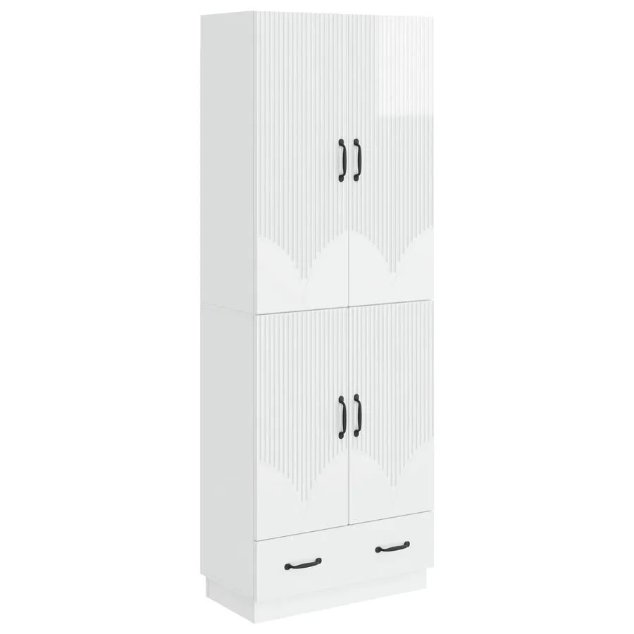 Ensemble de Meubles 2 pcs Blanc brillant Bois d'ingénierie - 2