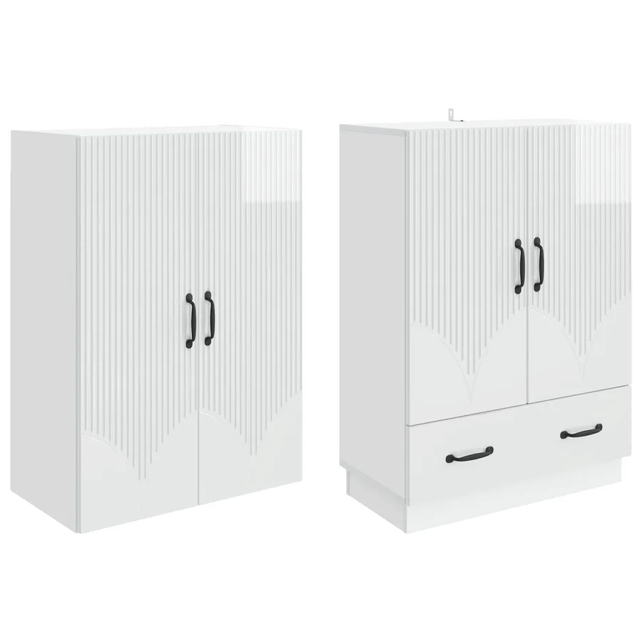 Ensemble de Meubles 2 pcs Blanc brillant Bois d'ingénierie - 4
