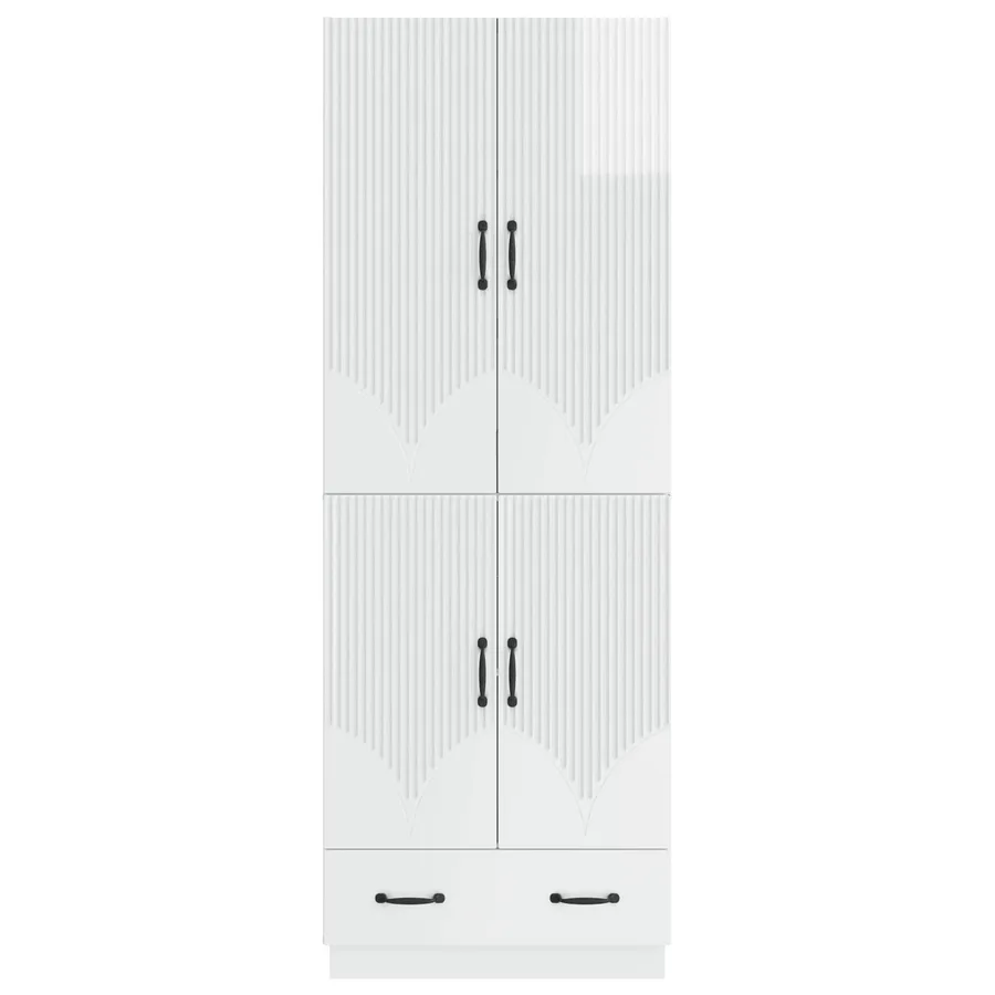 Ensemble de Meubles 2 pcs Blanc brillant Bois d'ingénierie - 5