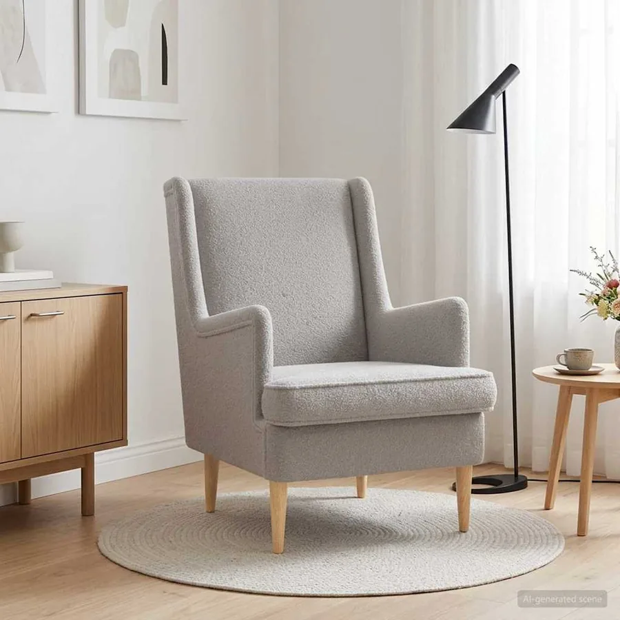 Fauteuil Gris clair Bouclé