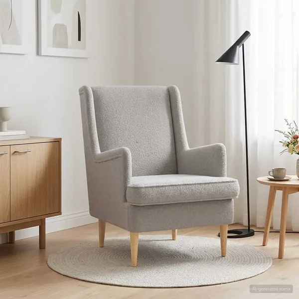 Fauteuil Gris clair Bouclé