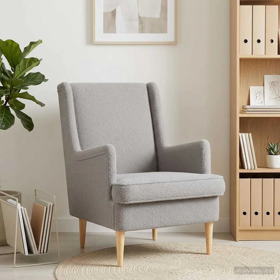Fauteuil Gris clair Bouclé - 3