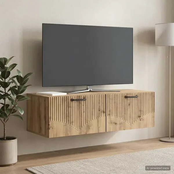 Meuble TV mural 98 x 41 x 30 cm Chêne artisanal