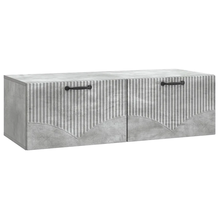 Meuble TV mural Gris béton 98 x 41 x 30 cm Bois d'ingénierie - 2