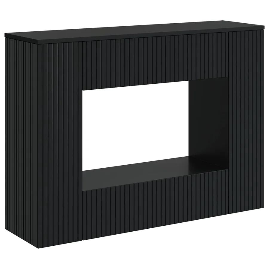 Table console Rayé Noir 101 x 29 x 74 cm Bois d’ingénierie - 2