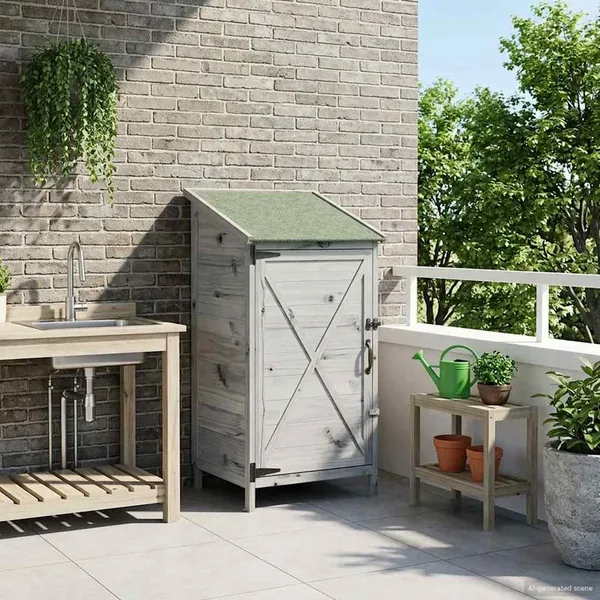 Abri de jardin Gris 59,5 x 56 x 113,5 cm Bois de Sapin Massif