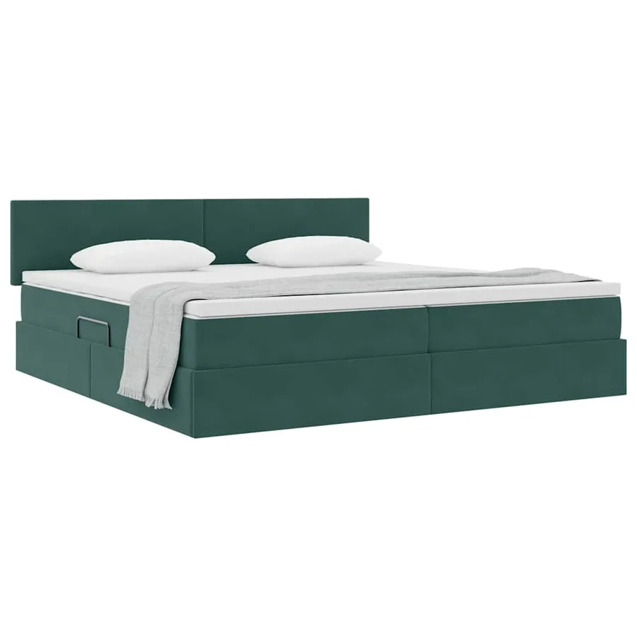 Lit de Rangement Vert foncé 200 x 200 cm Velours - 3