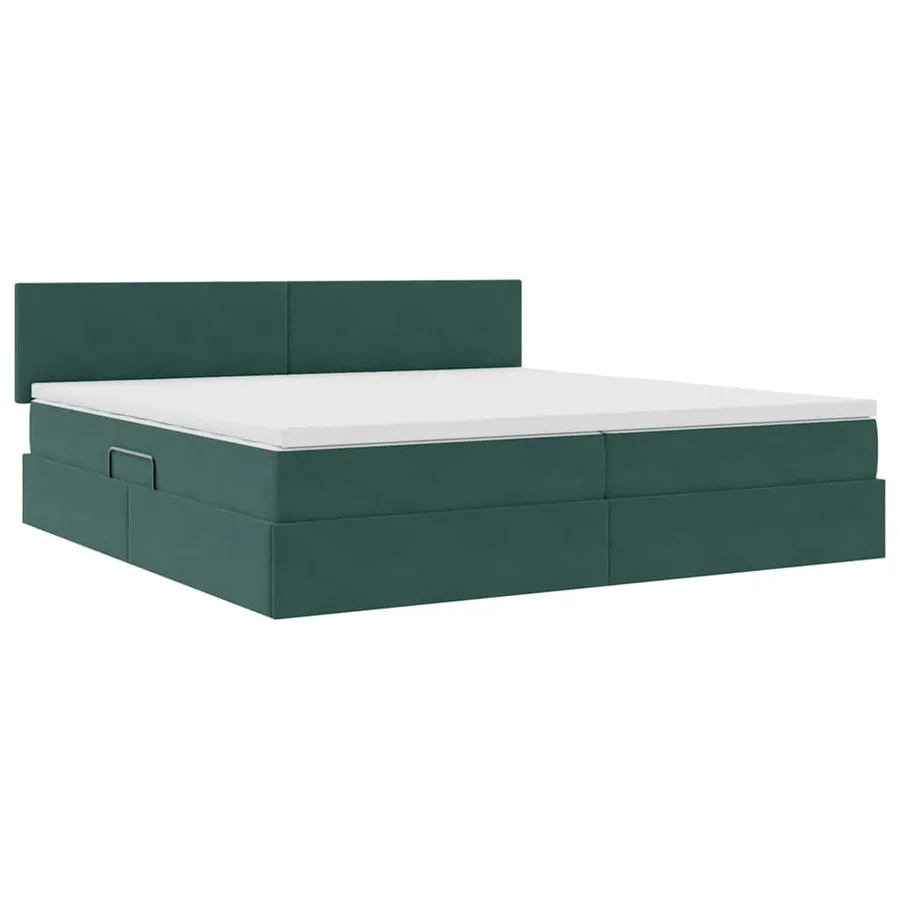 Lit de Rangement Vert foncé 200 x 200 cm Velours - 5