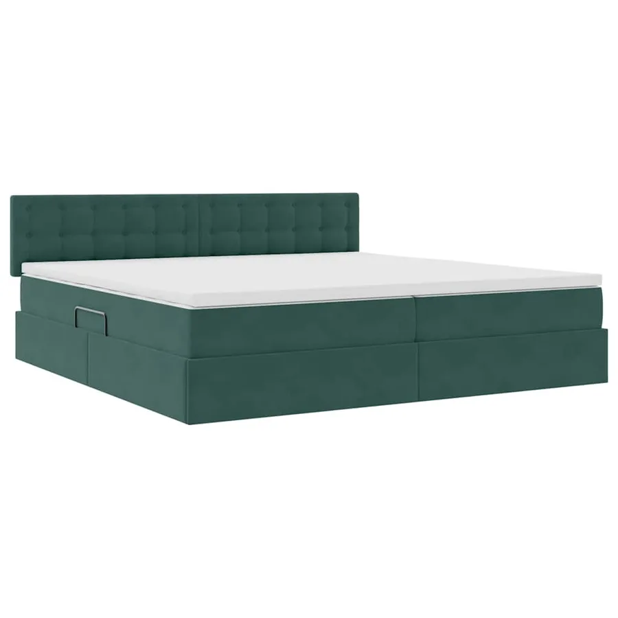 Lit de Rangement Vert foncé 200 x 200 cm Velours - 5